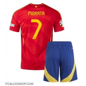 Spagna Alvaro Morata #7 Prima Maglia Bambino Europei 2024 Manica Corta (+ Pantaloni corti)